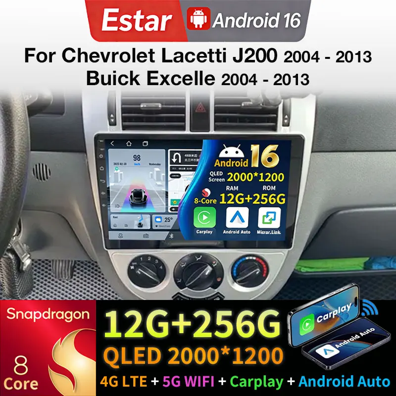 Radio para coche Android 16 para Chevrolet Lacetti J200 2004-2013 Buick Excelle 2004-2013 Daewoo Gentra 2 2013-2015 Carplay Android Auto