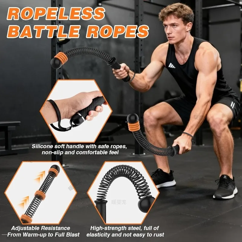 Verstellbares Widerstandsseil, Seilloses Battle Rope für Heimfitness, Ganzkörper-Workout, Fitness-Training, Seilausrüstung – Detail 3
