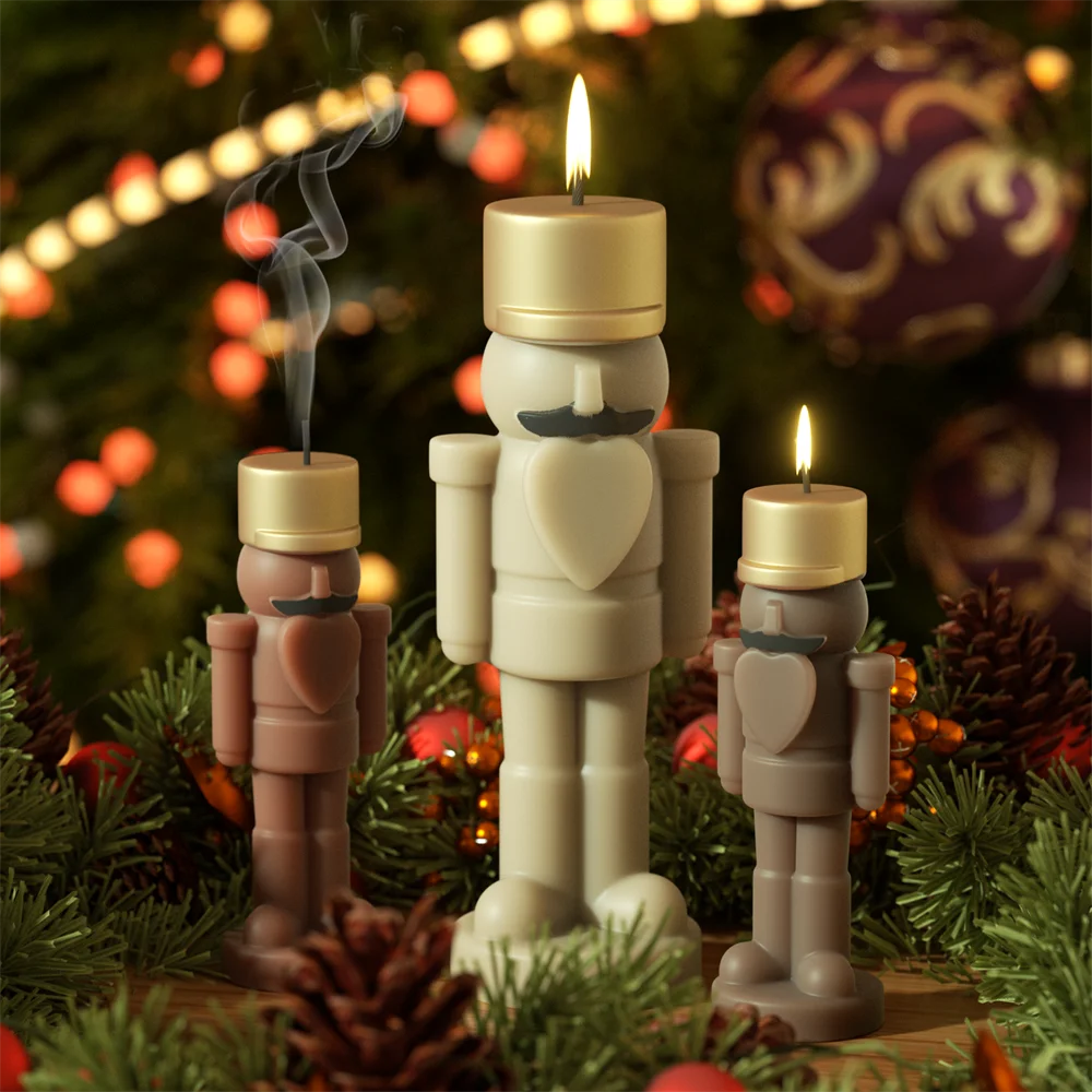 

3D Christmas Nutcracker Silicone Molds DIY Aromatherapy Candle Making Mould Christmas Gifts Home Decoration