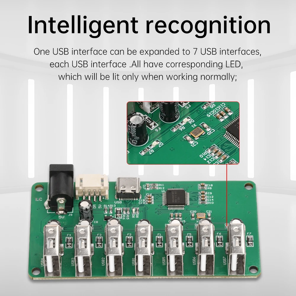 High Speed 7 Ports USB HUB 2.0 Adapter Expander Multi USB Splitter Multiple Extender with LED Lamp Switch for PC Laptop