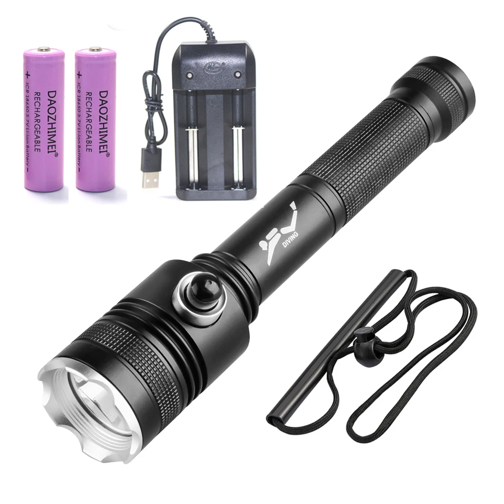 5000LM LED Scuba Diving Flashlight IPX8 Underwater Waterproof 100M Professional Diving Torch XHP70 Lighting Spearfishing Lantern