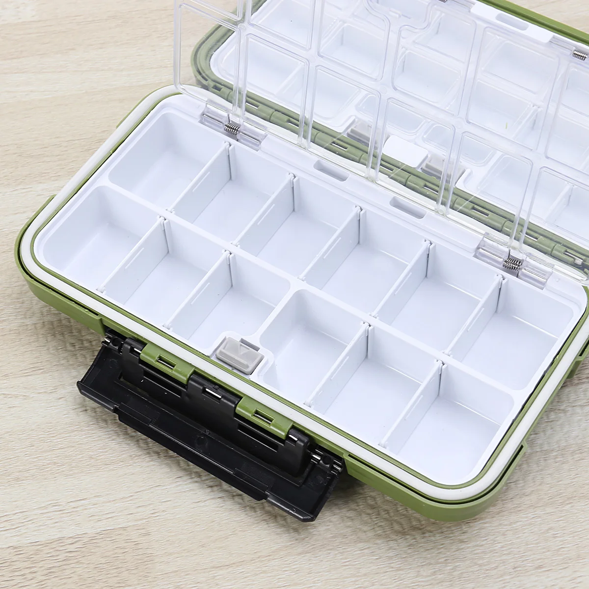 

Lure Waterproof Accessories Box High Strength Abs Fishing Hook Case Clear Pc Inner With Silicone Ring Size L Green