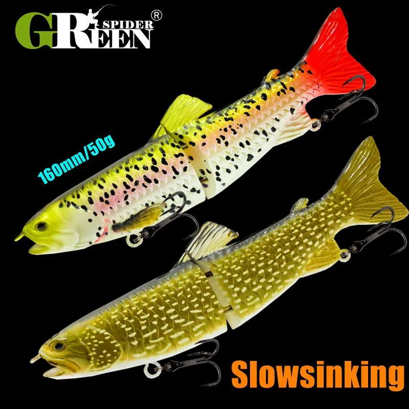 GRS Jointed Swimbait SlowSinking 160mm 50g Hard Bait Fishing Lure Textured Lifelike Skin Curvy 'S' Swim for Bass Trout Pike