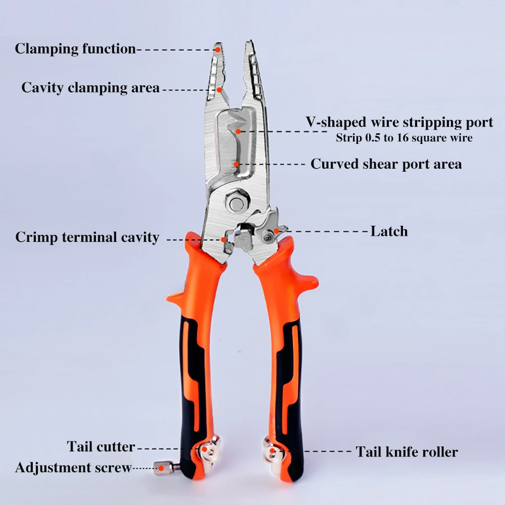 Imagem -04 - Multifuncional Wire Stripper Ferramenta de Mão Alicate Universal Wire Stripper Cabo Cutter Terminal Crimping Ferramenta de Mão 10 em 1