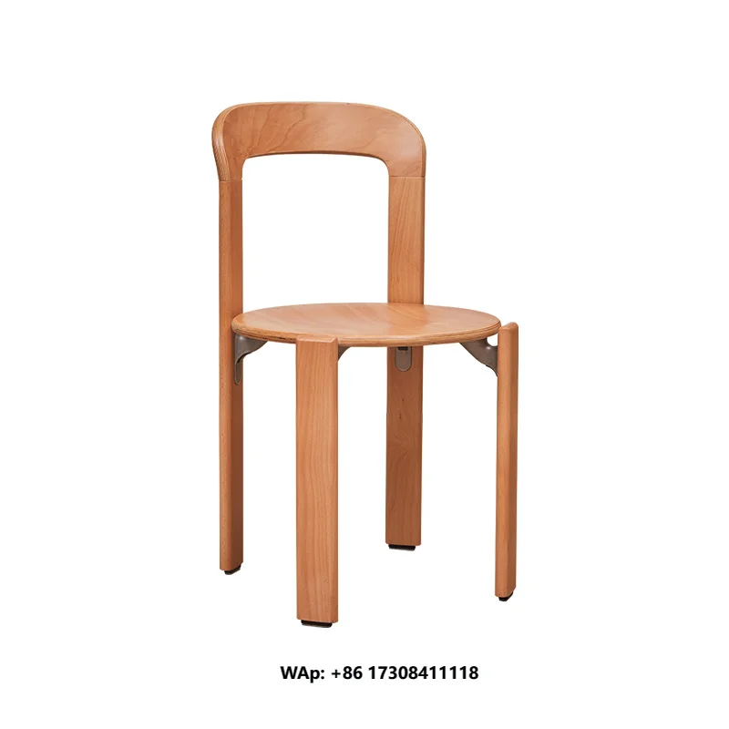 Dining Chair, Solid Wood Stackable Backrest Desk Mail-order Packaging Mid-century Chair, Designer Café Chair