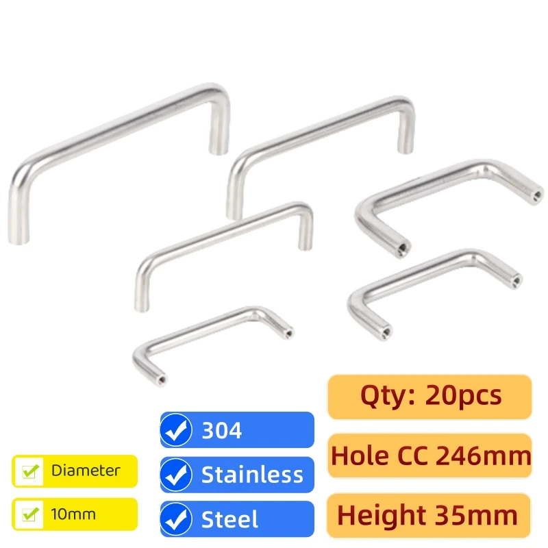 

20pcs/Lot Hole CC 246mm Stainless Steel Handles 304 Material