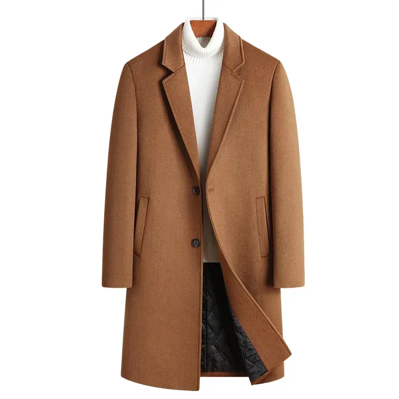 Wool 54.3% autumn and winter new men\'s woolen coat medium and long suit collar cotton thickened woolen coat men\'s coat