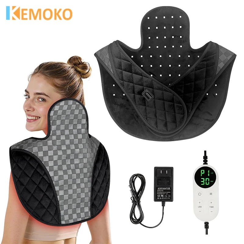 

Массажер для плеч с 104 светодиодами (660 нм и 850 нм) для светотерапии красным и инфракрасным светом, для снятия боли в шее, спине и теле, портативный, для дома и офиса