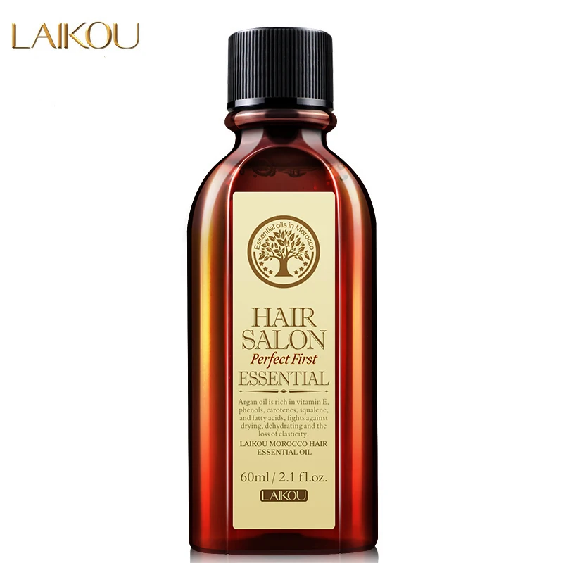 Laikou-Óleo de Essência Hair Morocco, Hidratante, Clareador, Suave, Nutritivo, Reparação do Cabelo Danificado, Seco, Pontas Dividas, 60ml