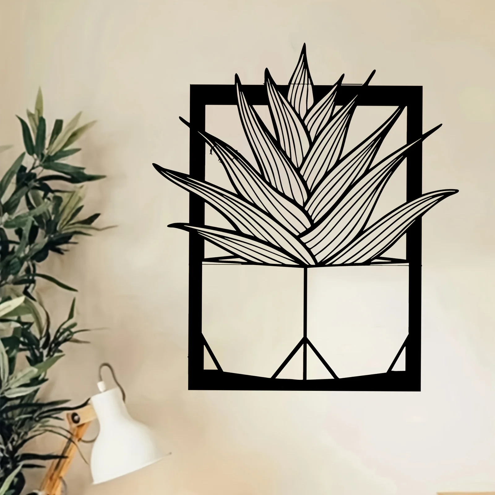 1pc Agave Plant Metal Wall Art, Desert Succulent Iron Wall Sculpture, Weather‑Proof Indoor‑Outdoor Wall Decor
