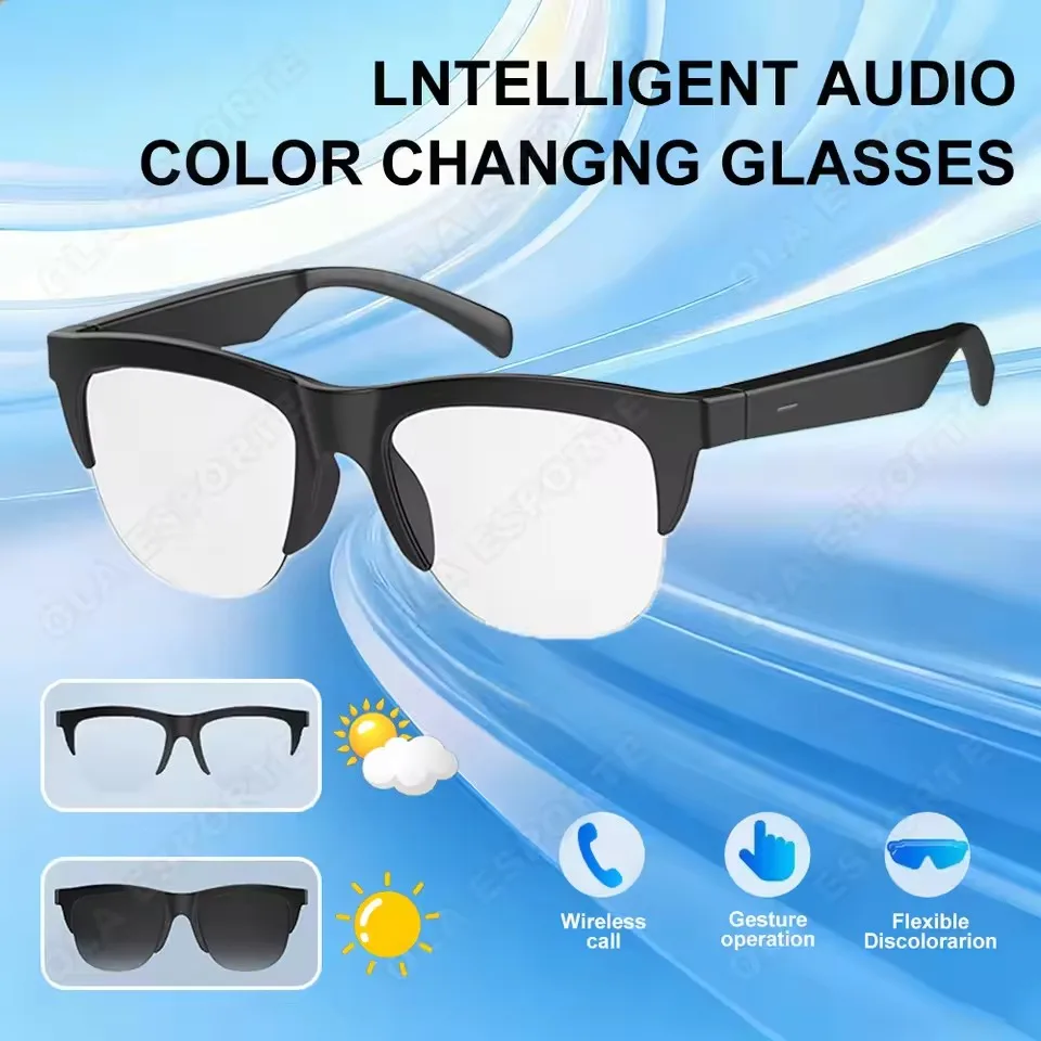 2026 Color-Changing Lens Smart Glasses Voice Assistant Wireless BT Call Outdoor Sports Camera Anti-UV Fashion Sunglasses HT30