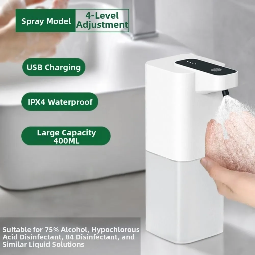 

USB перезаряжаемый автоматический дозатор мыла, спиртовая жидкость, 400 мл, бесконтактный дозатор мыла, инфракрасный датчик, умное управление