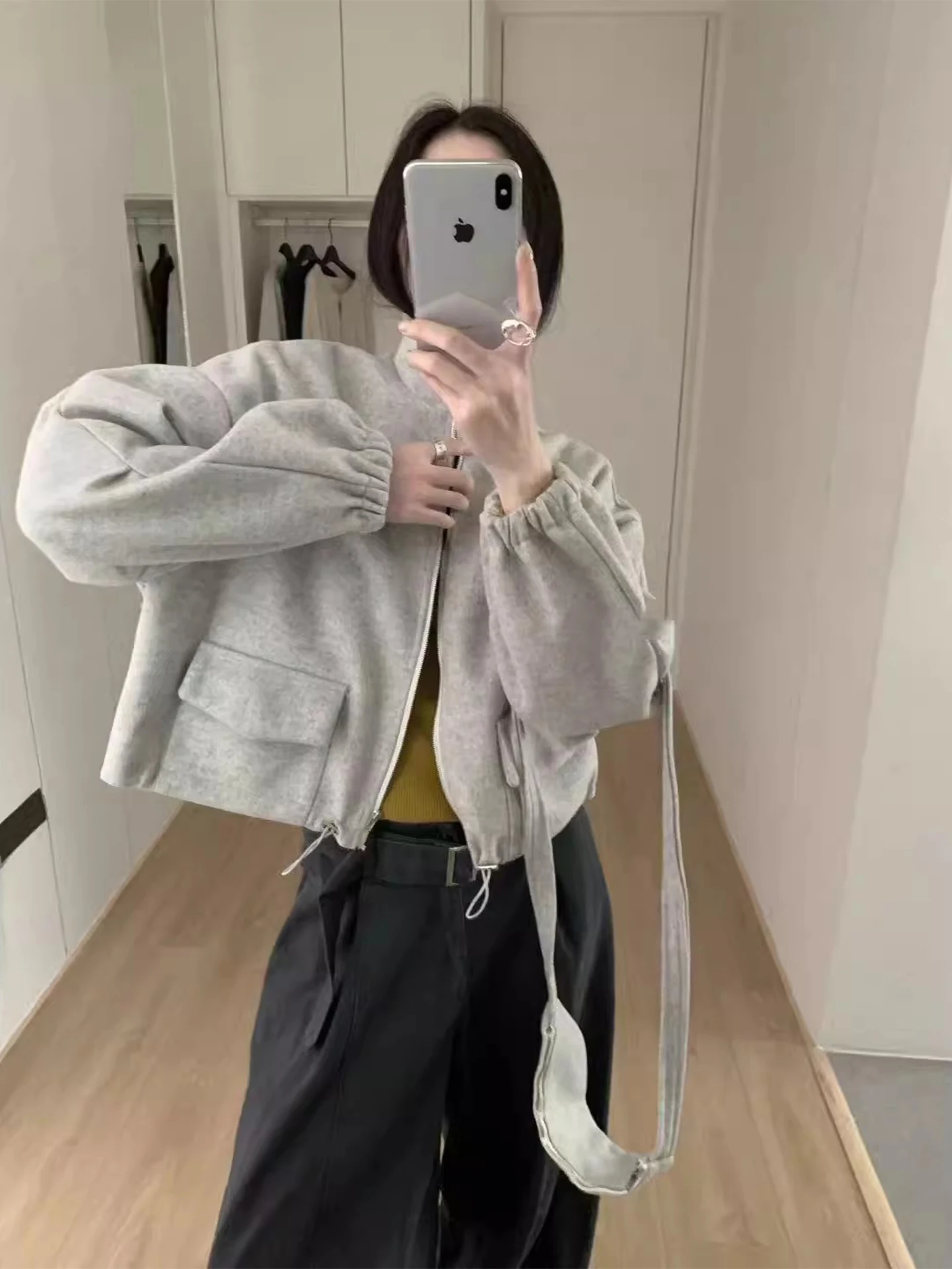 

Casual Woolen Jaet Women's Stand Collar Dstring ort Coat Sli Winter Faionable Top Match Bag 2025 Online And Offl...