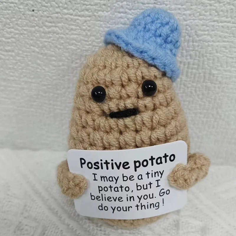 Handmade Positive Knitting Potatoes Doll With Card Home Decoration Potato Doll for Birthday Party Office Christams Decor Gifts