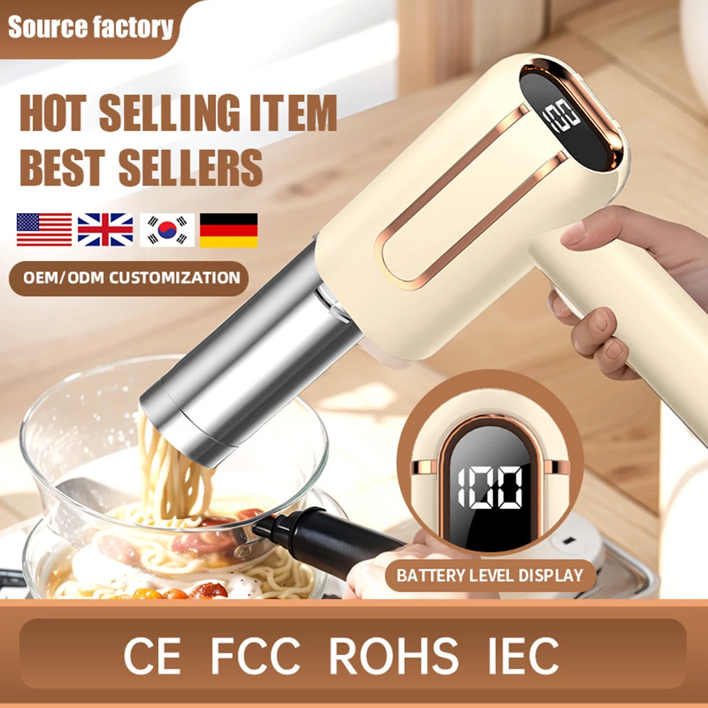 Houselin Handheld Electric Pasta Maker, 5-in-1 Cordless Pasta Machine, Portable Noodle Maker, Homemade Spaghetti Ramen