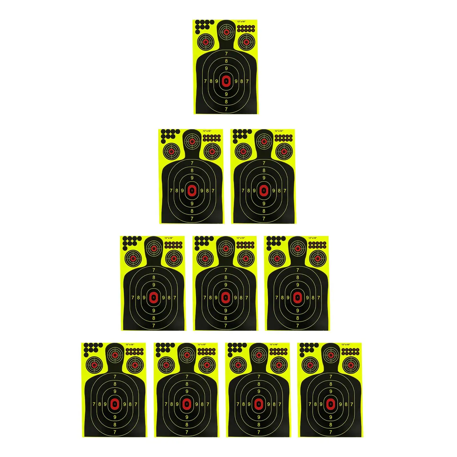 10x Paper Target, Self Stickers High Visibility Practice 12Inchx18inch Human Silhouette Silhouette Targets