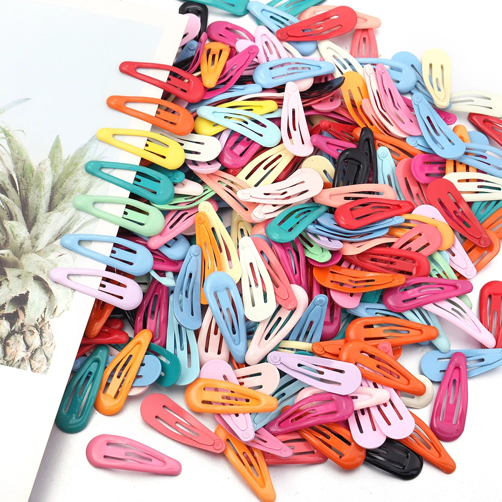 30pcs 3cm Colorful BB Hair Clips Girls Water Drop Shape Hairpin Cute Princess Barrette Simple Snap Clip Kids Hair Accessories