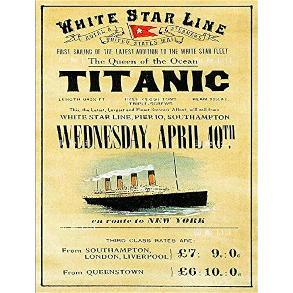 Vintage Retro Titanic Inspired Movie 1912 Ship Atlantic White Star Man Cave Pub Shed Novelty Gift Metal Tin Wall Decor