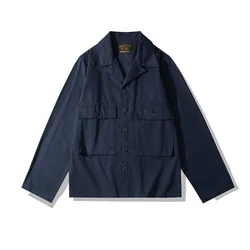 OKONKWO Herringbone HBT Functional Men's Shirt Field Jacket M43 Cuban Collar Long Sleeve Men's Shirt Jacket