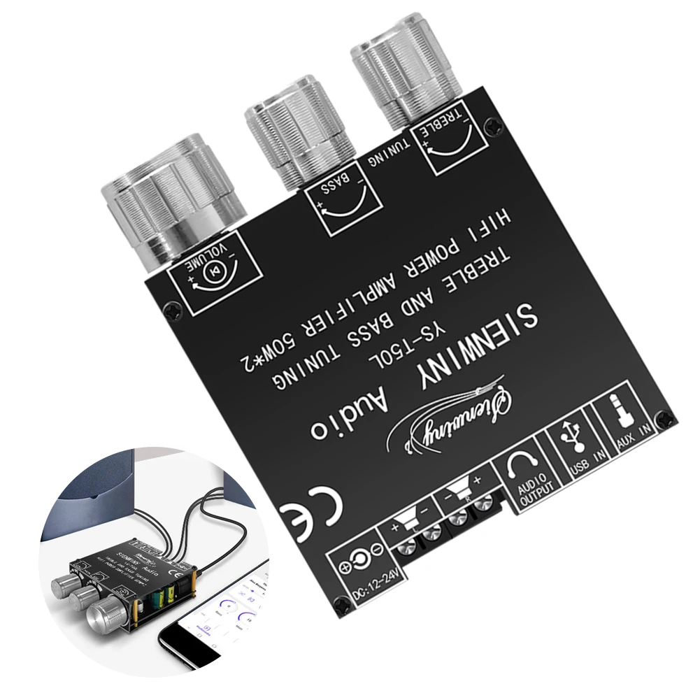 

Цифровой усилитель мощности YS-T50L, 3,5 мм AUX, пассивные колонки, Bluetooth-совместимый аудиоусилитель 5.1, 50 Вт*2 для домашних аудиосистем