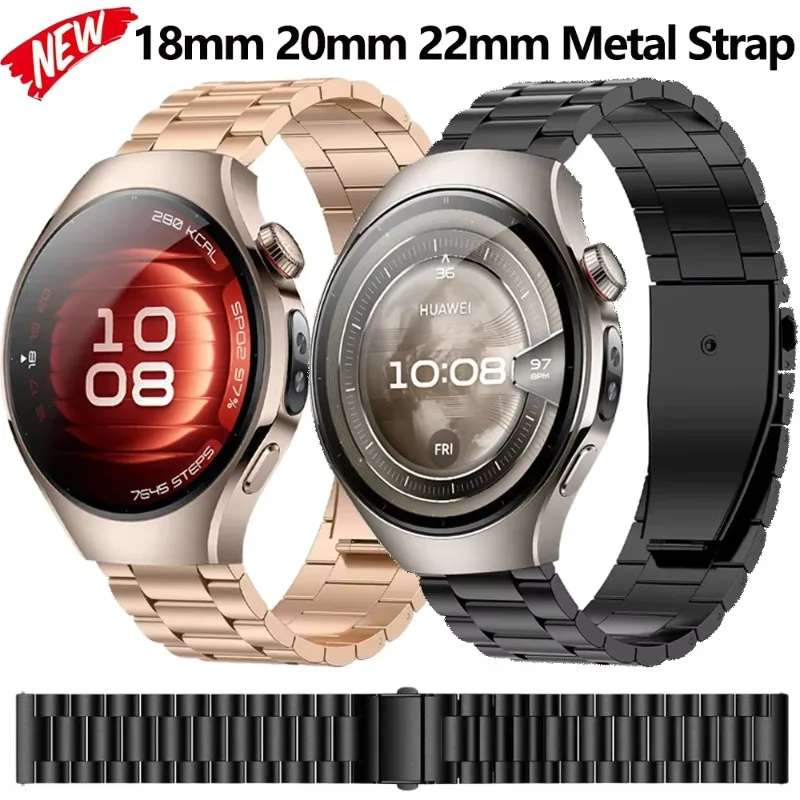 

Металлический ремешок 18 мм, 20 мм, 22 мм для Huawei Wach 5/4/GT5/4/3 Pro, ремешок из нержавеющей стали Garmin Forerunner 970 965 265 255 Amazfit GTR 4