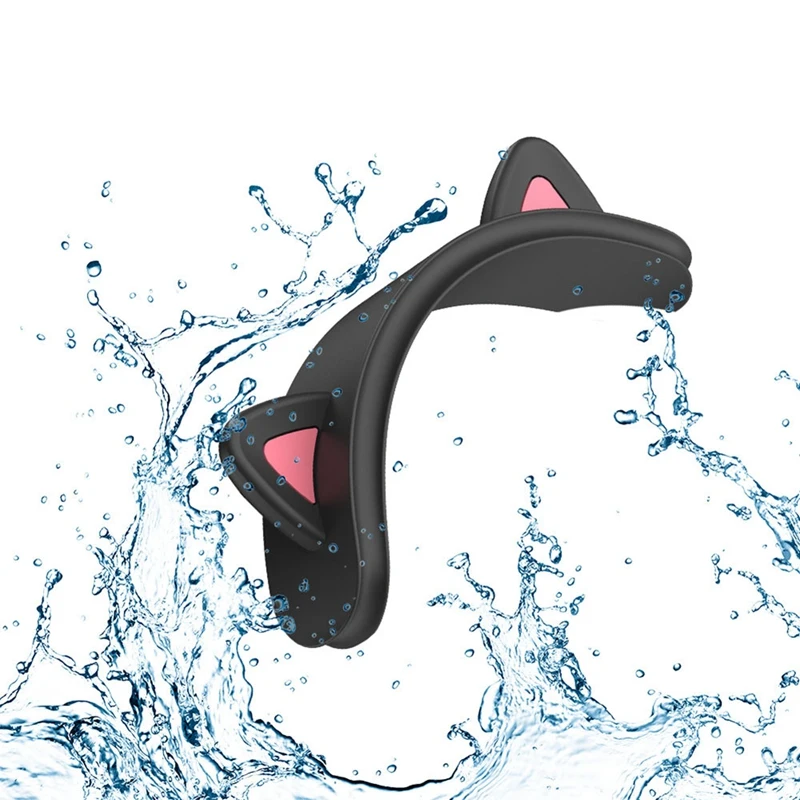 For Apple  Max Multifunctional Wireless Bluetooth Headset Crossbar Cat Ear Silicone Protective Cover, Black Easy Install