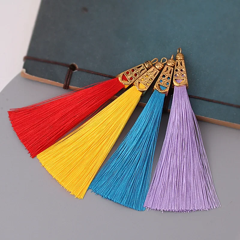 10pcs/lot 9.2cm Long Silk Polyester Tassels Fringe Small Pendant Tassel for Earrings Necklace Bag DIY Jewelry Making Accessories