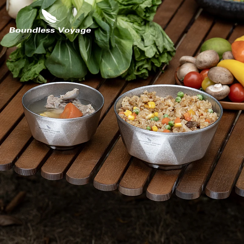 

Титановая двухслойная миска Boundless Voyage 380 мл/680 мл для риса и супа, сверхлегкая посуда для кемпинга и путешествий