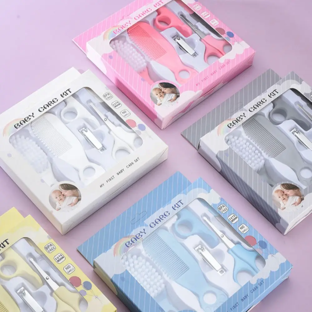 Baby Grooming Kit 6-Piece, Anti-Pinch Nail Clipper, Soft Hair Brush, Newborn Daily Care Comb, Great Helper for Mom