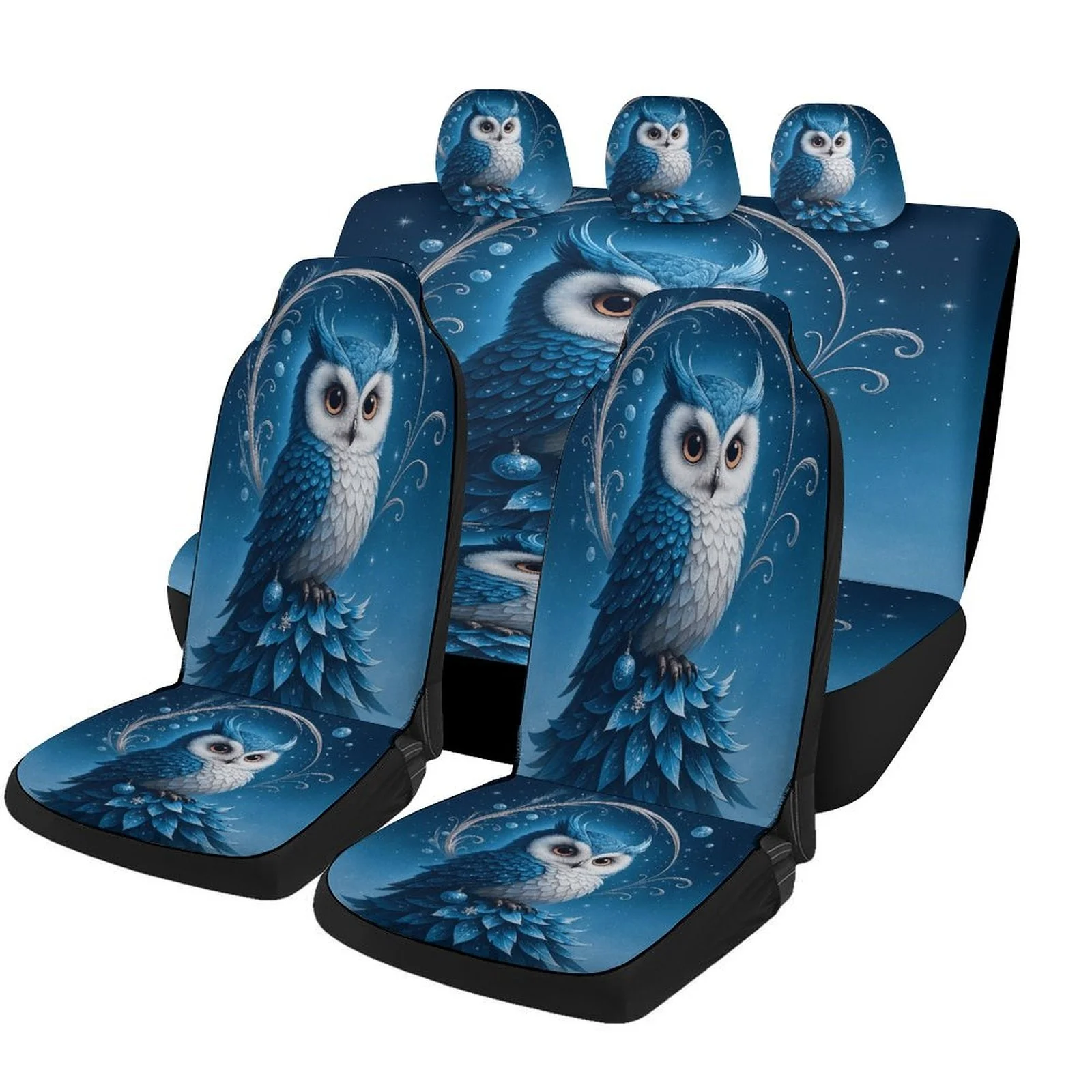 

Набор чехлов для автомобильных сидений с синей совой и лунным светом для большинства автомобилей, модная новинка, высококачественные защитные чехлы для автомобильных сидений, полный комплект, Un