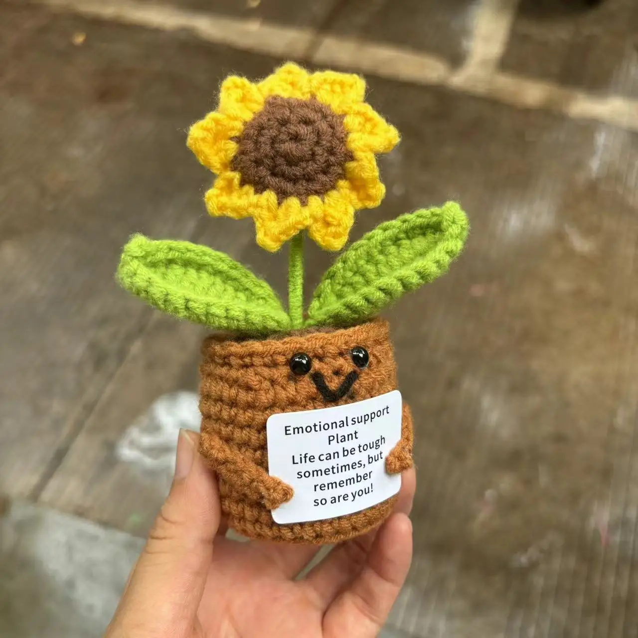 Cactus positivo de ganchillo, planta tejida hecha a mano, juguete de flores, lindo y divertido, soporte emocional, planta, regalo, decoración de escritorio para habitación