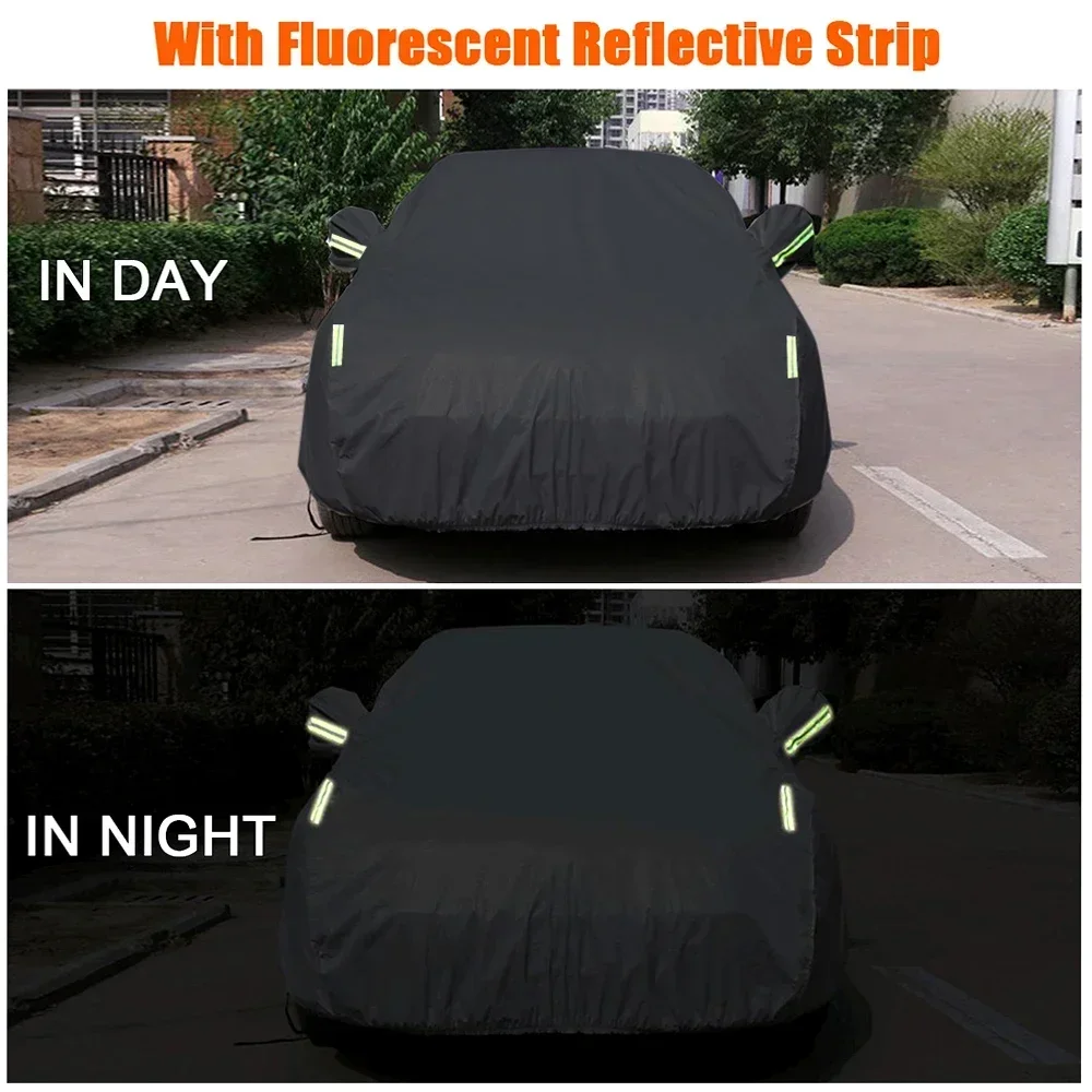 Auto-Abdeckplane S-XXL für Limousinen, Vollabdeckung mit Reflektorstreifen, Sonnenschutz, Staubdicht & Wasserdicht, UV-Beständig, Kratzfest, Universell – Detail 21
