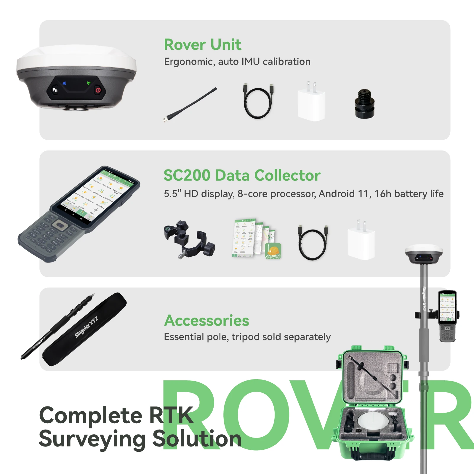 Promoción de septiembre Batería Singula20H Tipo C Carga rápida Múltiples interfaces Receptor 1 Lite Rover sin polo