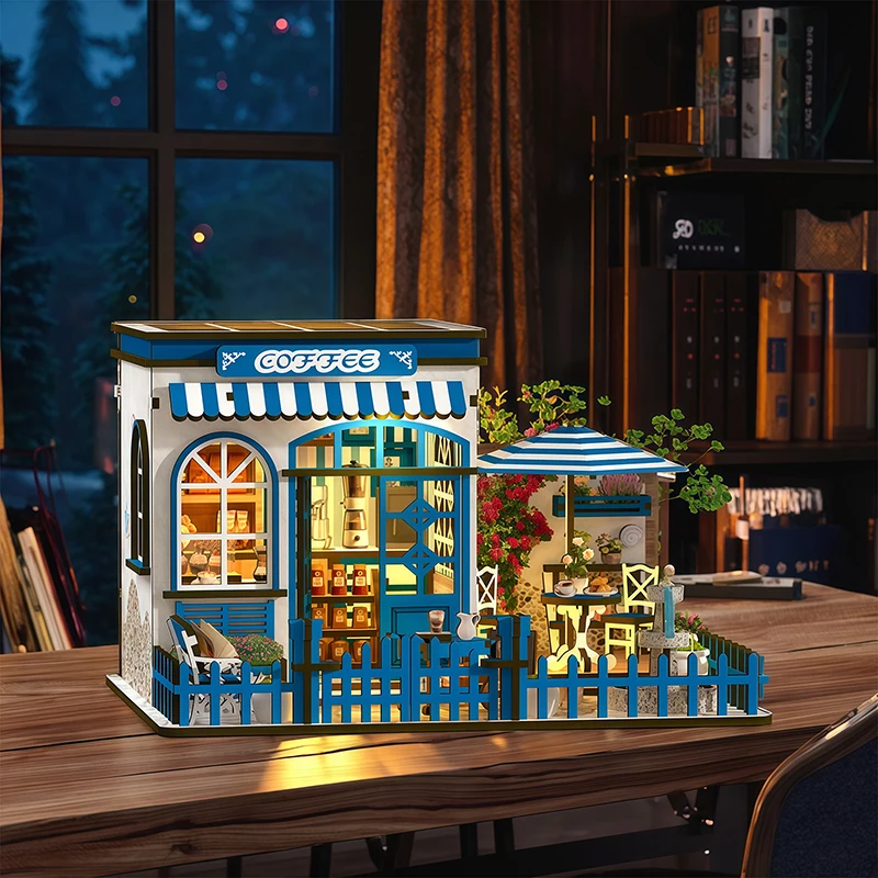 Handmade DIY Wooden Dollhouse Figurines Miniature Doll House Kits With LED Lights Home Desk Decoration For Friends Birthday Gift
