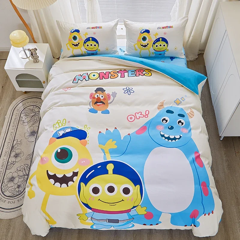 Disney Cartoon Bedding Set Lovely Couple Queen King Size Bedding Set Children Duvet Cover Pillow Cases