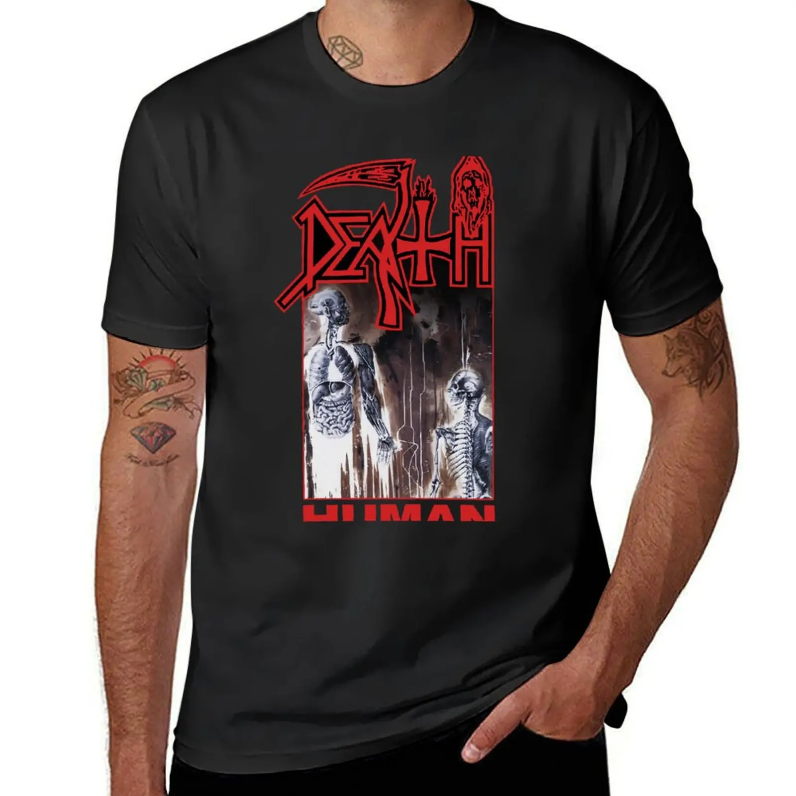 Death 'Human' T-Shirt oversizeds anime clothes t shirts for men cotton