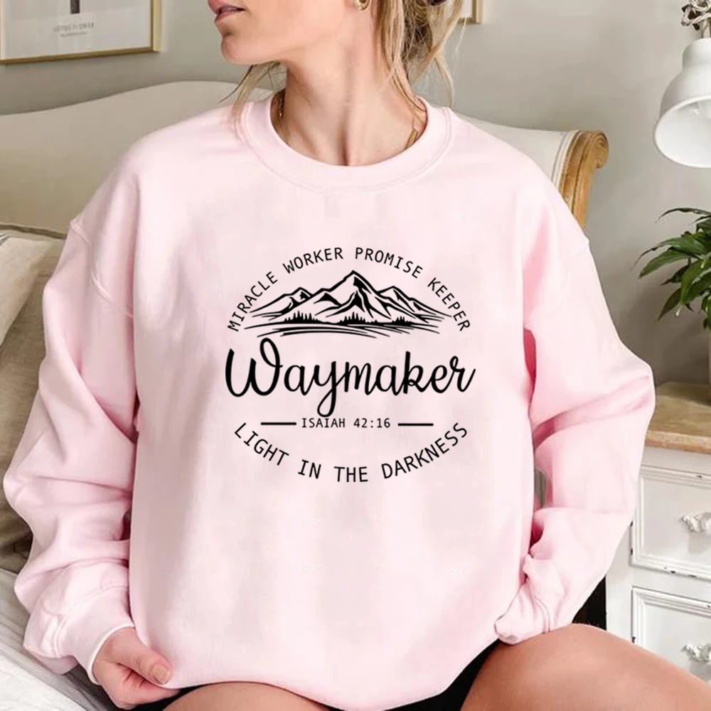 Waymaker Sweatshirt Christian Crewneck Sweatshirts Bible Verse Hoodie Jesus Faith Hoodies Streetwear Women Top Christian Gift