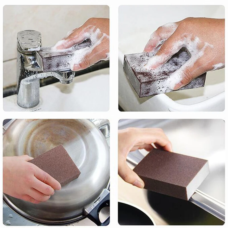 1/4pcs Emery Magic Sponge For Washing Cleaner Kitchen Home Cleaning Sponge Portable Dishwashing Scouring Sponge Tools