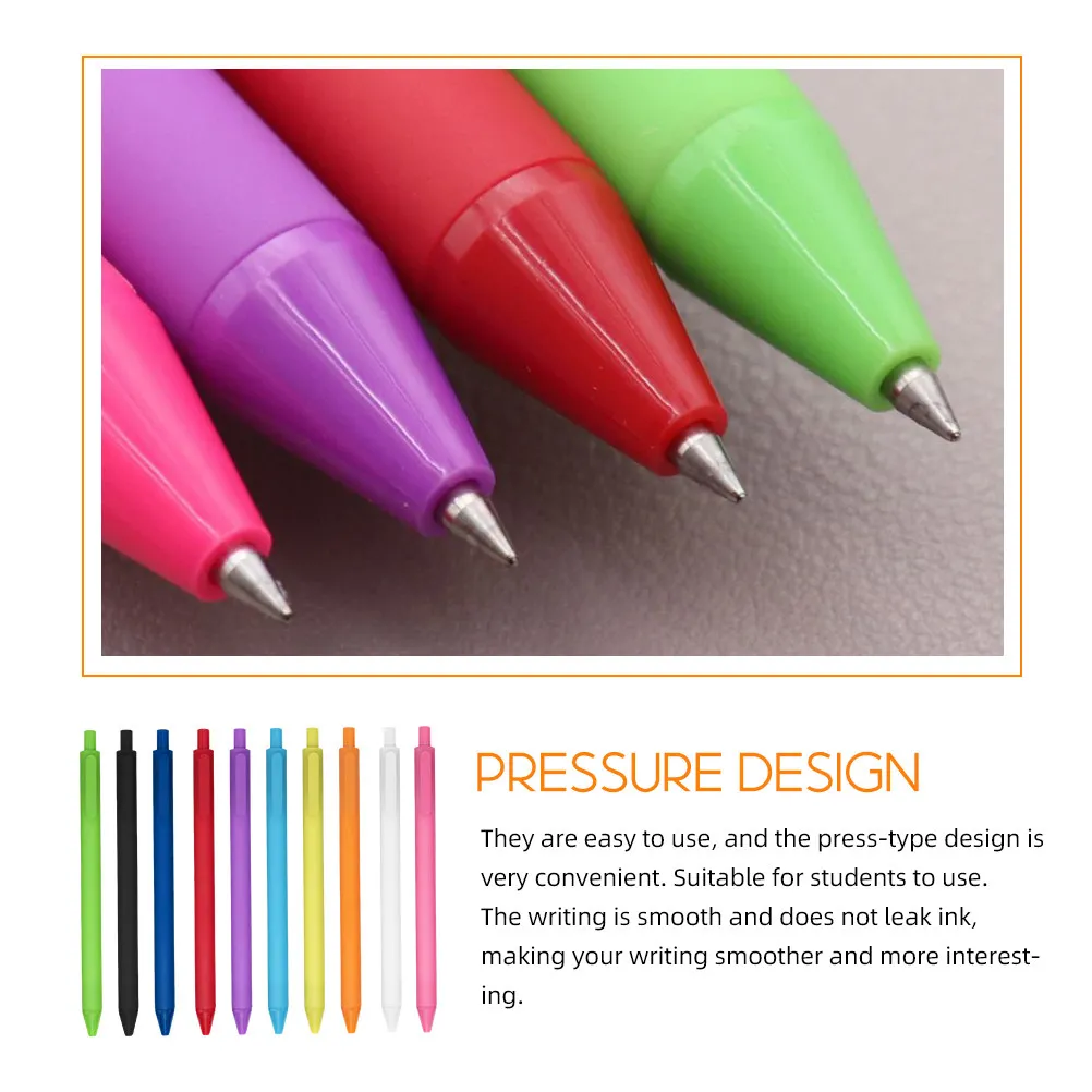 

10Pcs Press Type Gel Pens Colorful Students Writing Manual Pens Smooth Ink Office School Use Press Type Sign Pen