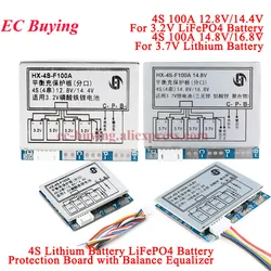 4S 100A 14.8V/16.8V 12.8V/14.4V Li-ion Lithium 18650 Battery BMS PCM Protection Board Overcharge Over Discharge Balance LiFePO4