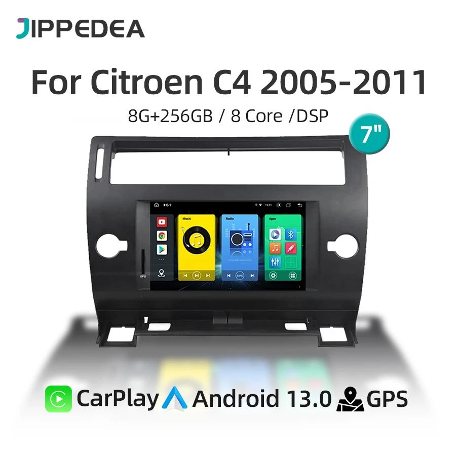 Car Multimedia Player For Citroen C4 Quatre Triumph 2005-2011 CarPlay Auto  Android 13.0 GPS 4G WiFi Bluetooth Car DVD Radio