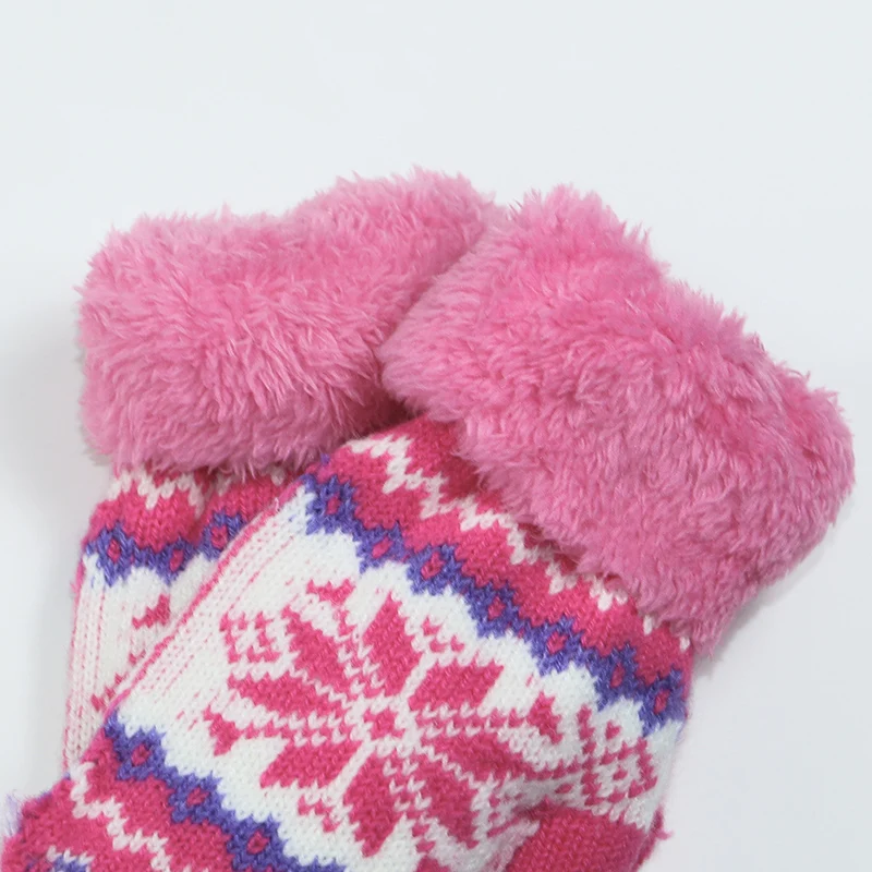 شتاء دافئ كامل إصبع سميكة للأطفال الرضع 3-6 سنوات من العمر غزل محبوك مع قفازات أصابع سميكة مخملية