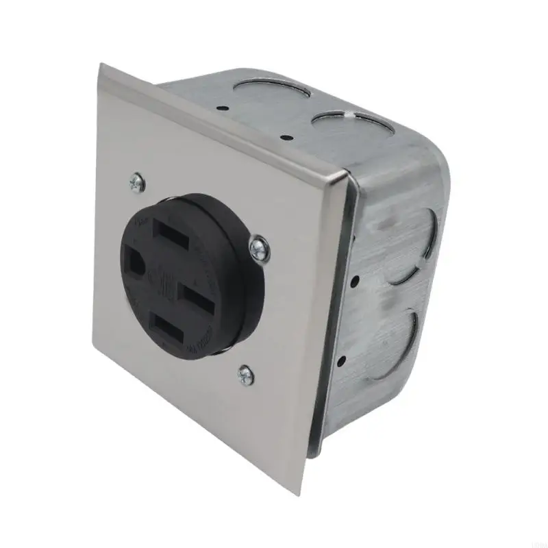 Multipurpose NEMA 14 50R 50A Electrical Receptacle Assembly With Square Metal Box Sliding Covers and Brackets Use - view 3