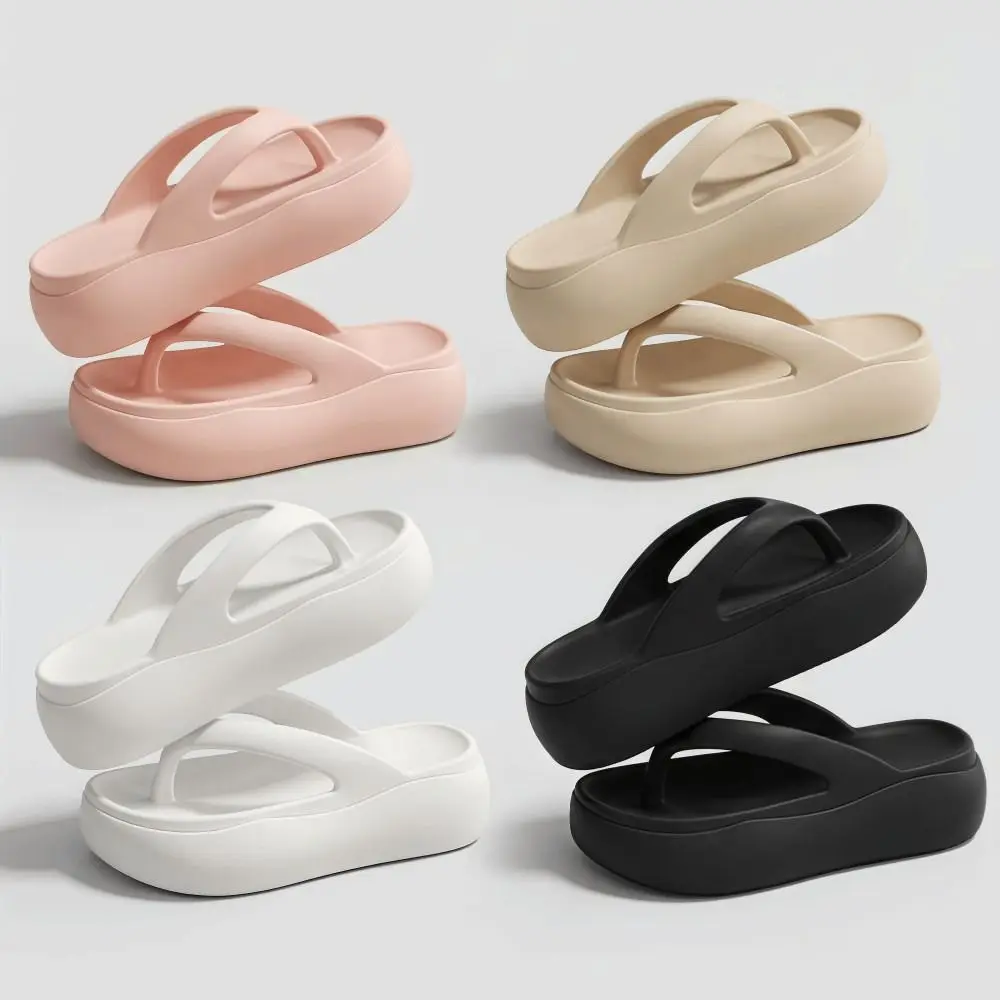 Stylish Height-increasing Platform Slippers Non-slip Soft Sole Beach Sandals Anti-odor 5CM EVA Women's Flip Flops Indoor Outdoor