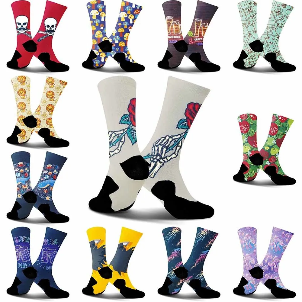 

Необходимо для езды на велосипеде! Скелет, гриб, маленькое животное и другие носки для верховой езды с индивидуальным рисунком, в универсальных стилях.