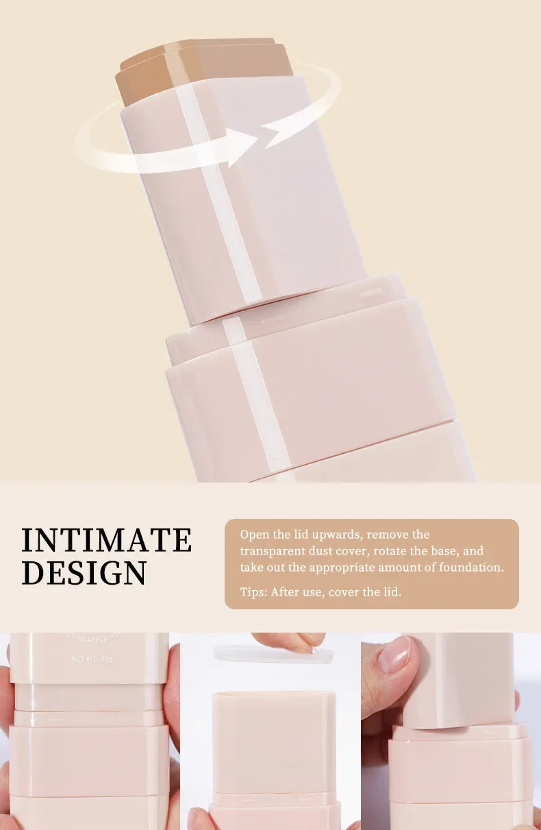 新しいツーインワンコンシーラーファンデーションスティックマット防水ブロンザーコントゥアフェイスカバレッジ保湿メイクアップクリーム（顔用）