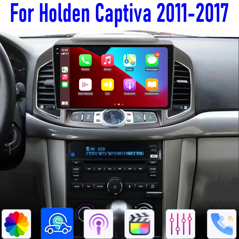 

GPS 4-64GB 9" For Holden Captiva 2011-2017 Car Stereo Radio Head Unit Wireless Apple Carplay Android 13 Auto Navi BT Camera