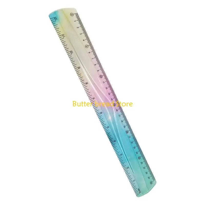 W89C ไม้บรรทัดที่มีสีสันใสรูปทรงเรขาคณิตที่มีความยืดหยุ่น
