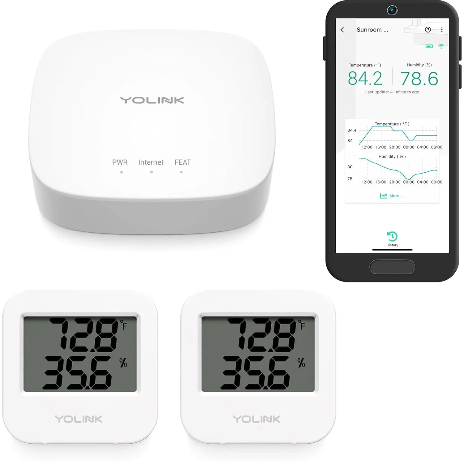

Smart Temperature & Humidity Sensor with Long Range, 2-Year Battery, App Alerts for Indoor Monitoring