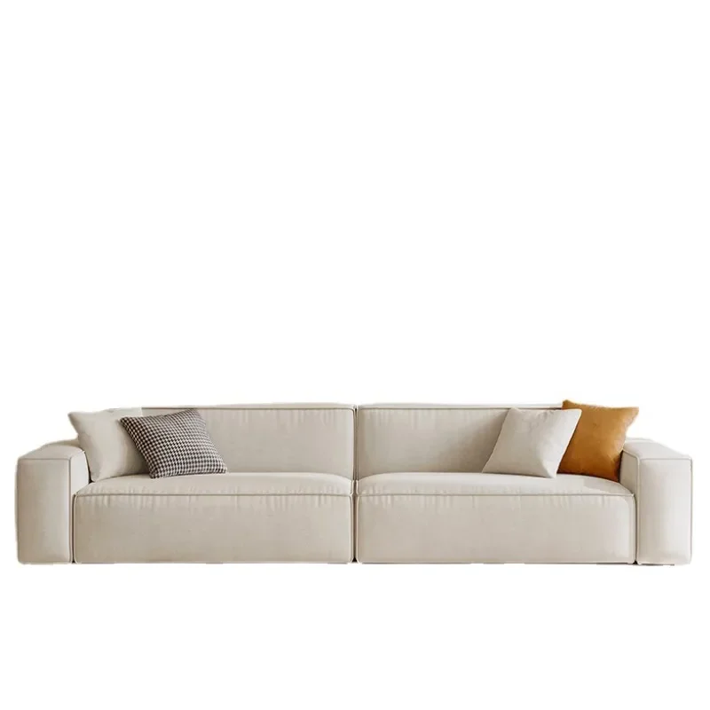 Fabric sofa three-person small apartment living room cream wind square modern and simple